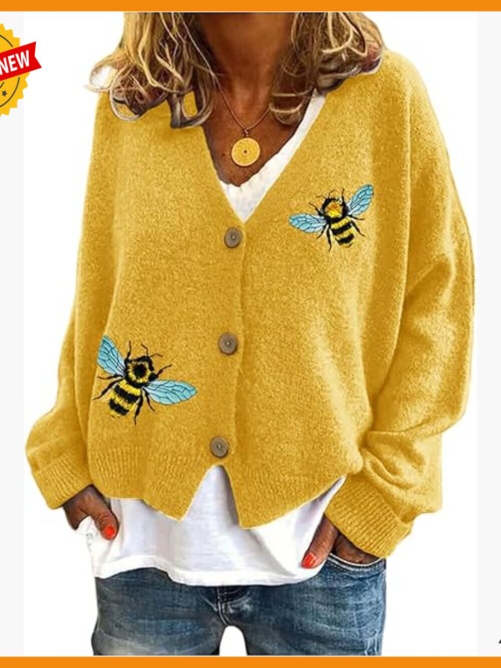 Embroidered Button Down Cardigan Loose Fit Sweater Fall Top